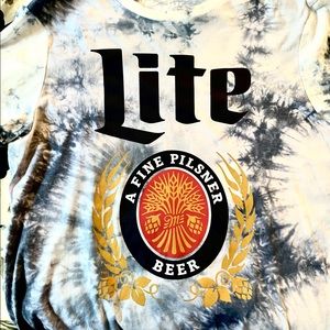 💥 💥Miller Lite XL Blue && white tie-dye T-shirt💥💥
